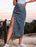 Women's skirt in denim with buttons elegant high waist split