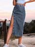 Women's skirt in denim with buttons elegant high waist split