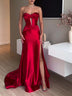 Women’s Mermaid Gowns Elegant Strapless Bow Prom Satin Long