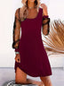 Women's dress evening long sleeve mesh elegant and U-neck
