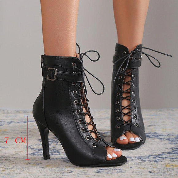 Women's Boots Elegant High Heels Stiletto Dancing Sexy Open Toe Fashion