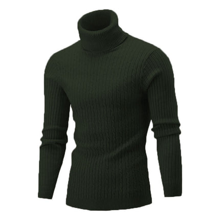 Comprar verde-oscuro Suéter de punto informal retro con flores retorcidas cuello alto