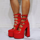 Women's Ankle Boots Elegant High Heel Breathable Multi Strap Waterproof Pumps-7