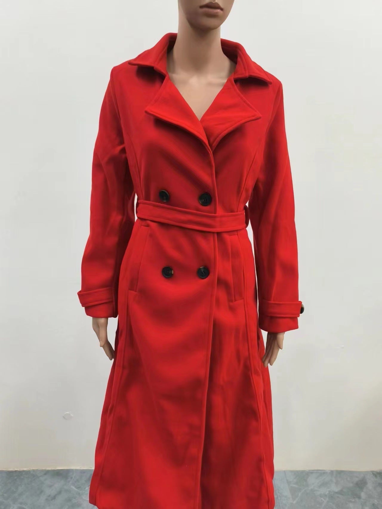 Women's coat wool thick with an elongated suit collar elegant classic winter