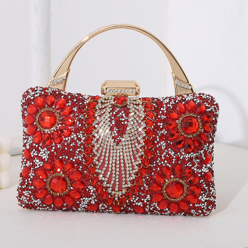 Women's clutch square bag sequined handmade diamond luxury