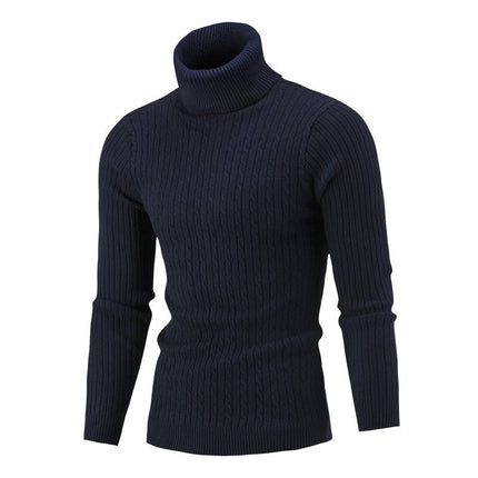 Comprar azul-marino Suéter de punto informal retro con flores retorcidas cuello alto