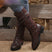 Women’s Mid Boots Square Heel Elegant Round Toe Rivet Belt Buckle