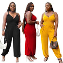 Women’s Jumpsuit Elegant Plus Size Cotton Linen Loose Fit-3