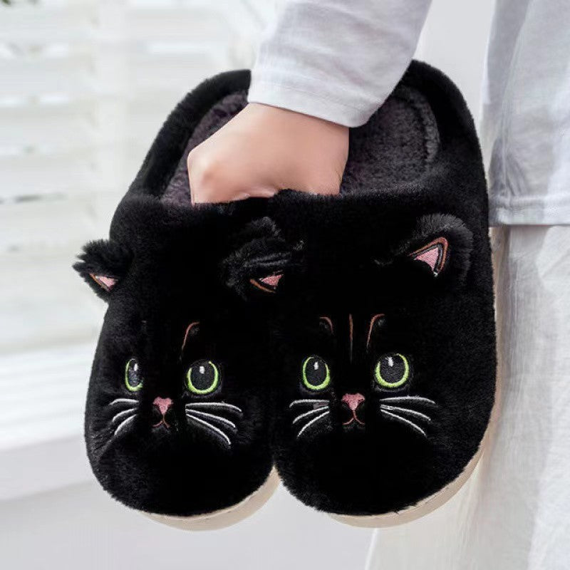 Women's slippers elegant cute cat plush warm non-slip