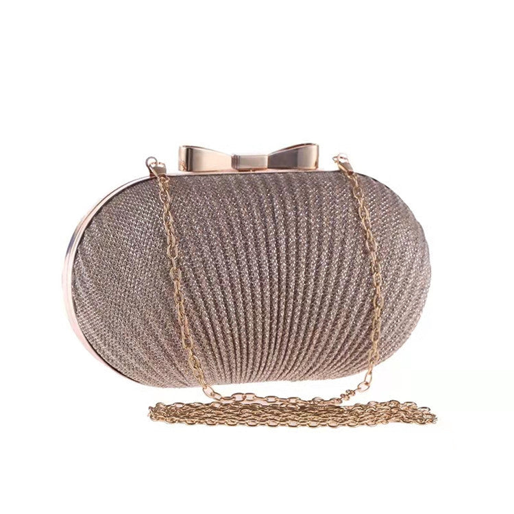 Women's handbag elegant oval beaded clutch with knot evening