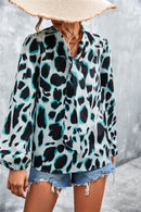 Elegant Women's Shirt with Bow Tie, Chiffon, Printed Long Sleeve