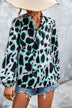 Elegant Women's Shirt with Bow Tie, Chiffon, Printed Long Sleeve
