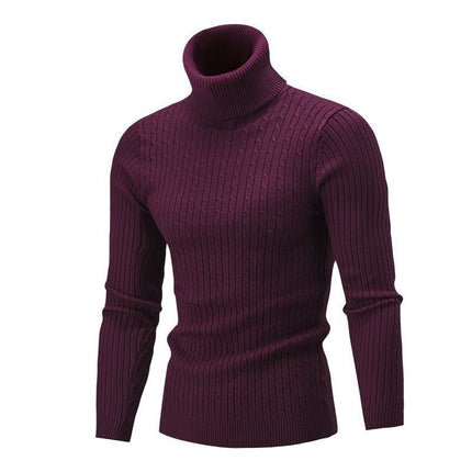 Comprar vino-rojo Suéter de punto informal retro con flores retorcidas cuello alto