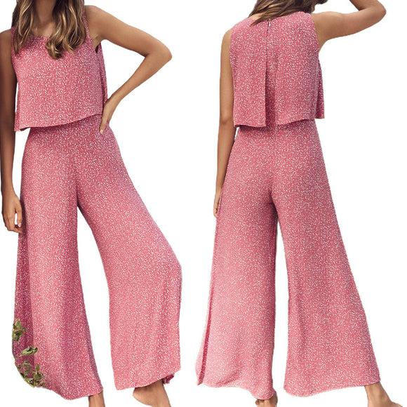 Women's Jumpsuit Elegant Flowy Sleeveless High Waist Wide Leg Printed