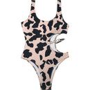 Women's swimsuit one-piece elegant ribbed cutout cow print