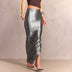 Women's maxi skirt  satin  elegant high waisted side slit