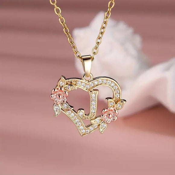 Women's necklace flower letters of love heart elegant fashionable