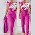 Women's Set Two Piece Pants Floral Top Halter High Waist 