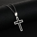 Necklace elegant cross pendant stainless steel unisex