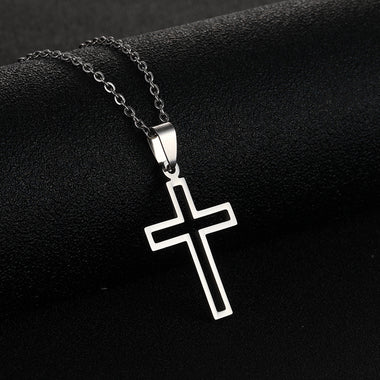 Necklace elegant cross pendant stainless steel unisex