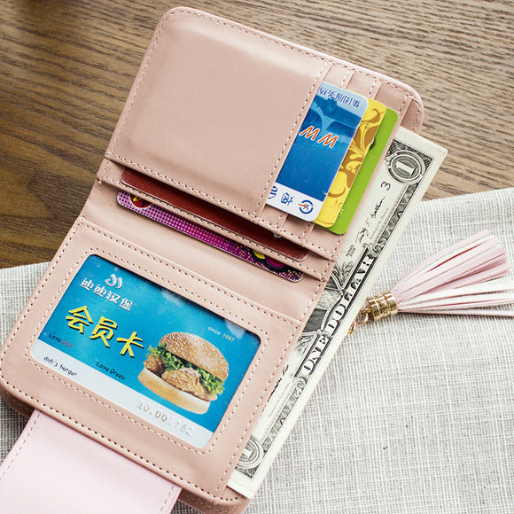 Mini sac portefeuille en cuir à trois branches décoré d'oreilles de chat