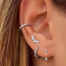 Women's Earrings galvanized brass four pieces zircon inlaid-7