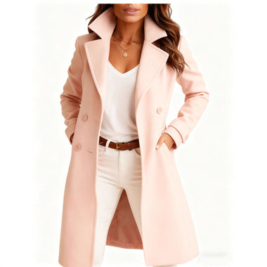 Women's Elegant Mid Length Wool Coat for Autumn Winter