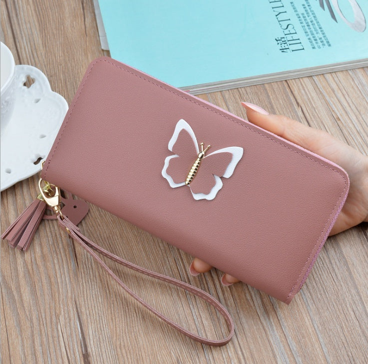 Women's long wallet PU leather elegant Zipped Coin Purse