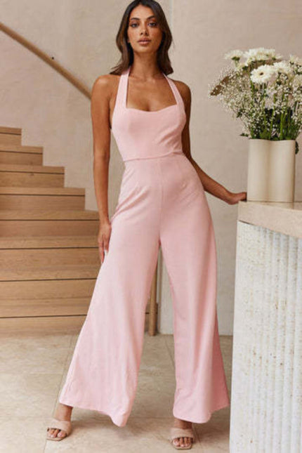 Women's Jumpsuit Elegant Halter Backless Wide Leg Leisure