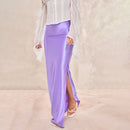 Women's maxi skirt  satin  elegant high waisted side slit