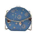 Women's bag round messenger elegant embroidered crossbody chain