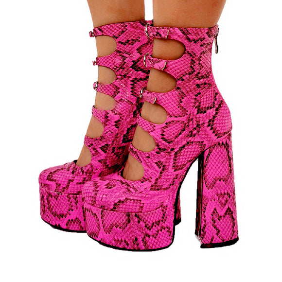 Women's Ankle Boots Elegant High Heel Breathable Multi Strap Waterproof Pumps