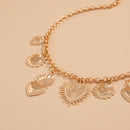 Collar de mujer  colgante de aleación corazón de melocotón llama creativa-4