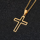Necklace elegant cross pendant stainless steel unisex