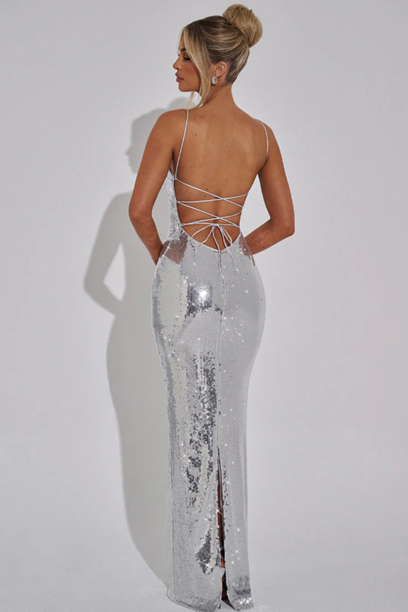 Women's Sexy Dress Sequins Elegant Backless Sleeveless Party Evening