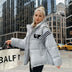 Women's down jacket elegant hooded in cotton warm padded wide
