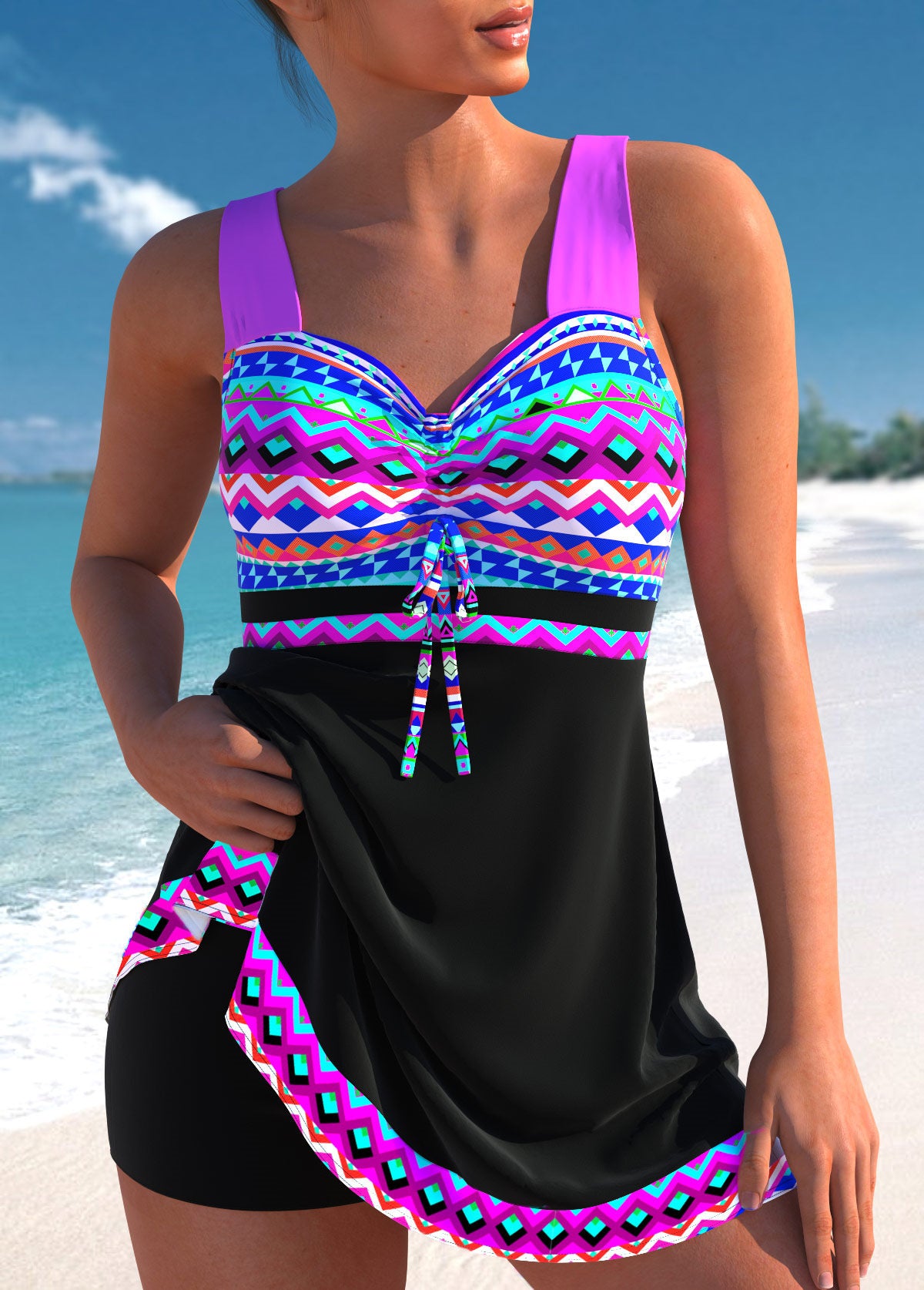 Women's swimwear Tankini two pieces elegant  printed