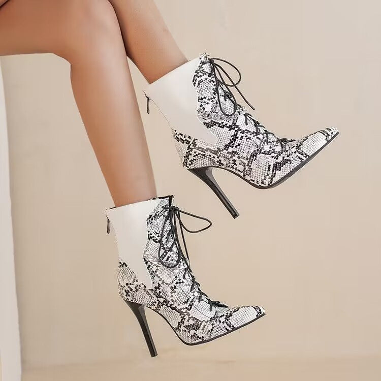 Women's ankle Boots metal chain stiletto heels sexy elegant comfortable