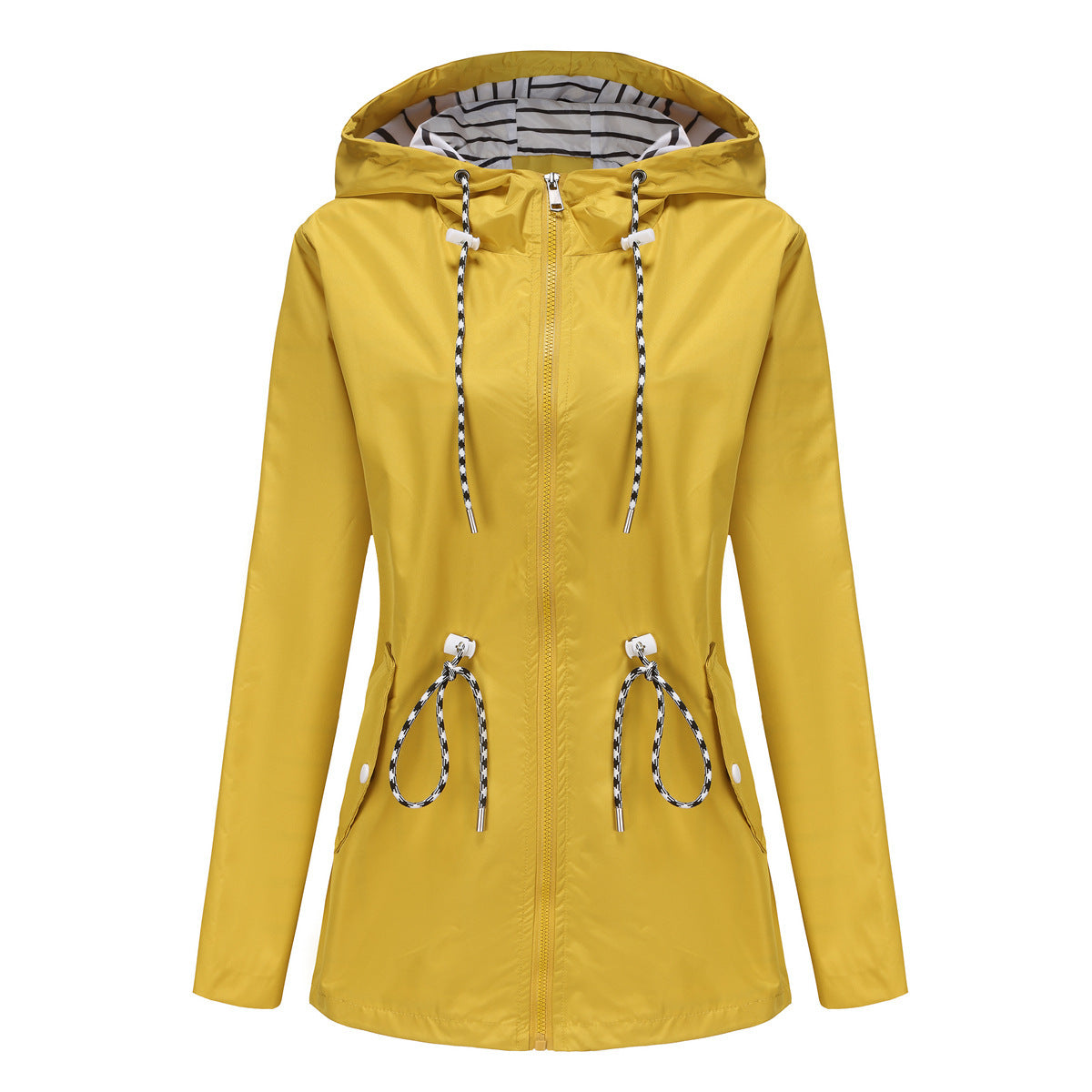 Women's jacket hooded waterproof elegant windbreaker zipper