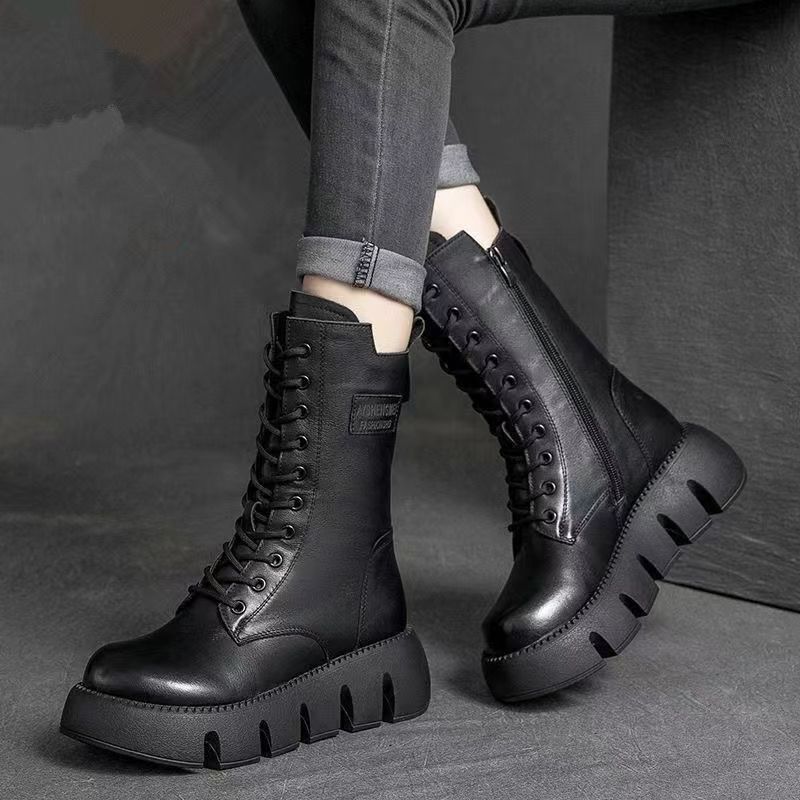 Women's flat Boots in genuine leather elegant orthopedic hot