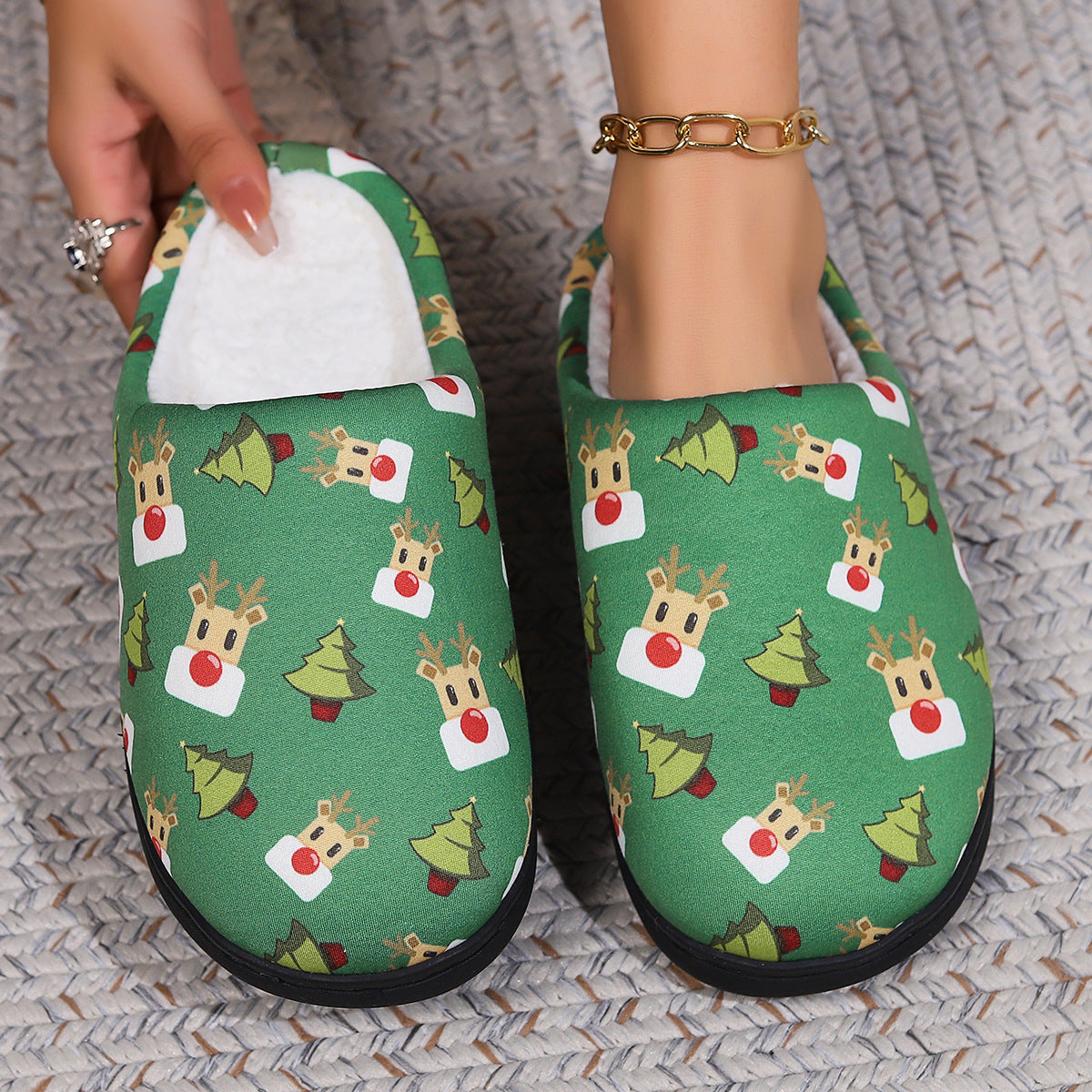 Women's slippers Christmas printed elegant