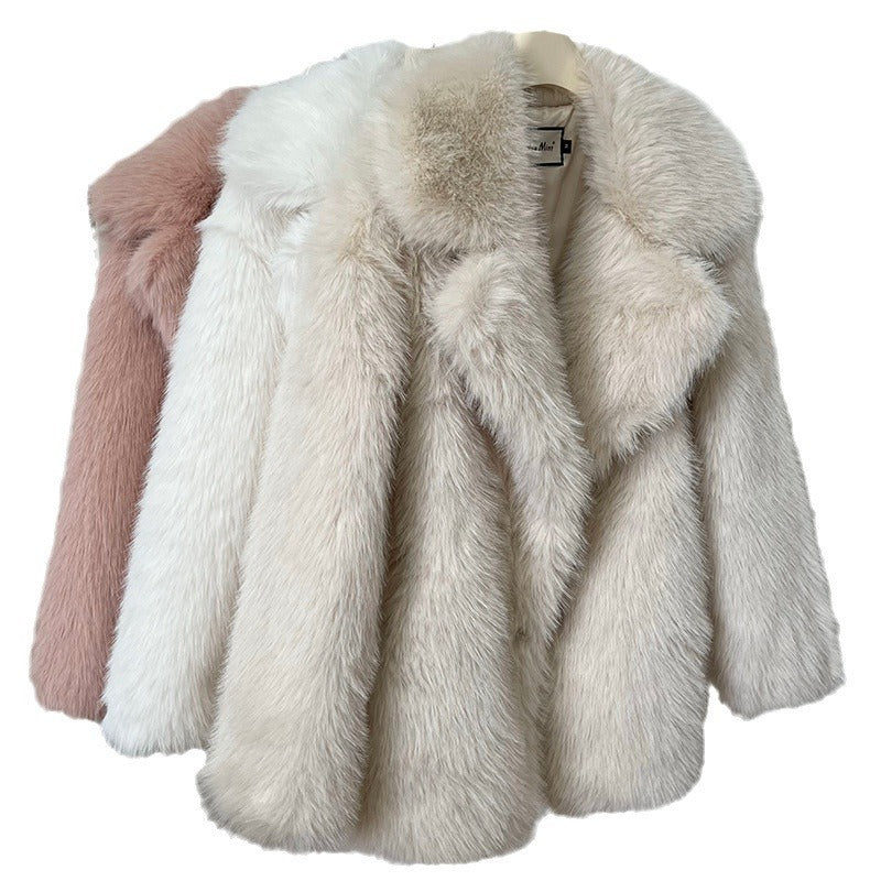 Women's coat short faux fur elegant long sleeves worm winter fashion