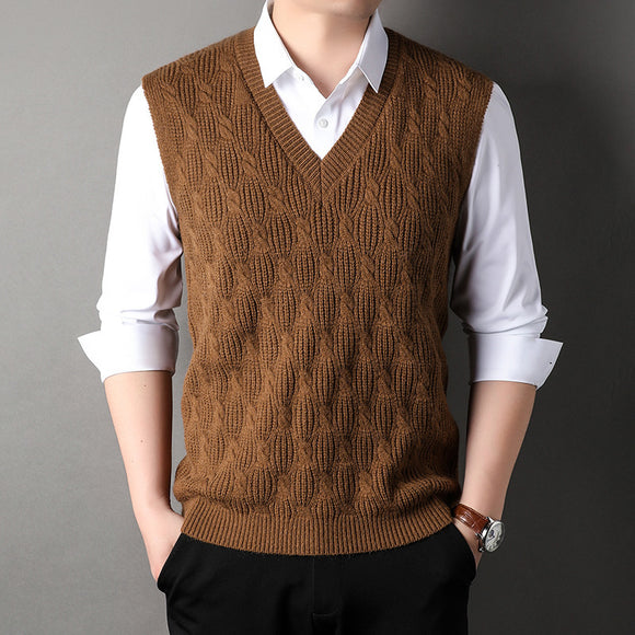 Men's Vest Elegant Knitted Woolen Twisted Loose Sleeveless Business