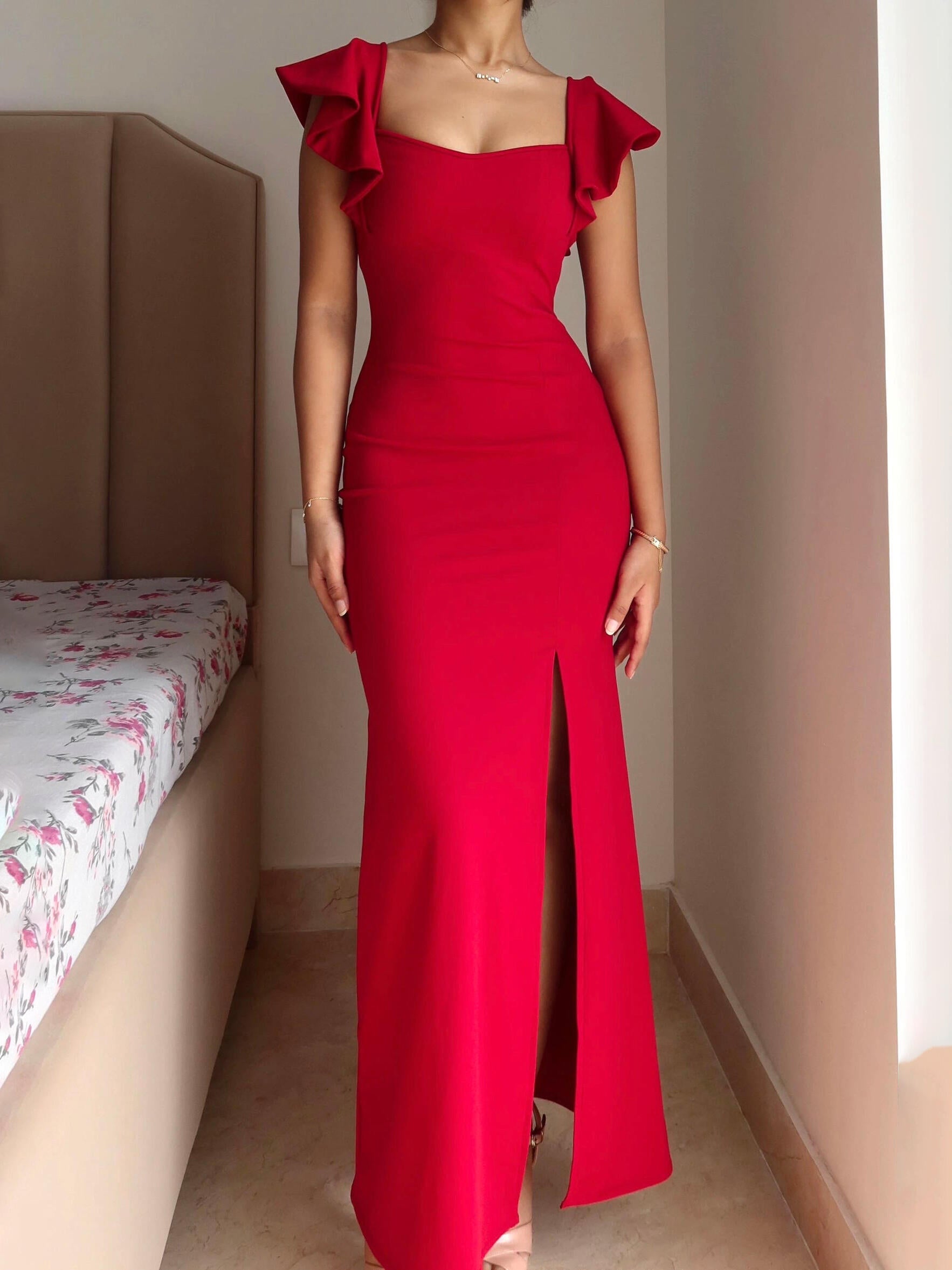 Women's evening dress long elegant high slit sexy off shoulders