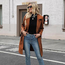 Women’s Coat Elegant Slim-Fit Mid-Length Double-Breasted Turn-Down Collar-1