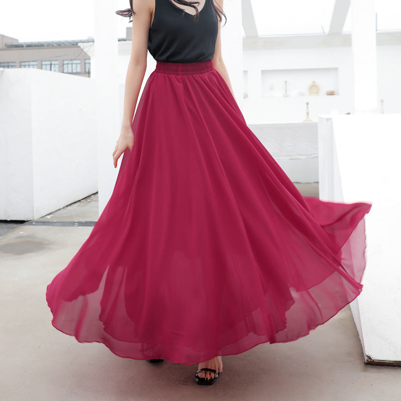 Women's long skirt dance elegant chiffon