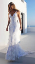 Women's Wedding Sexy Bridal Dress Straps Lace Backless V Neck