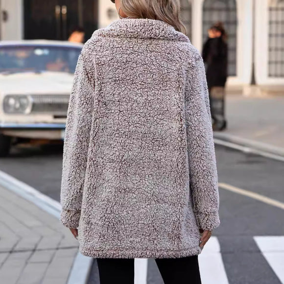 Women's coats fluffy fleeces padded cotton warm comfortable cardigan