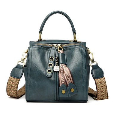 Buy blue Women's handbag tote leather luxury elegant Crossbody