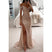 Women's Elegant Split Sequin Evening Dress Off Shoulder
